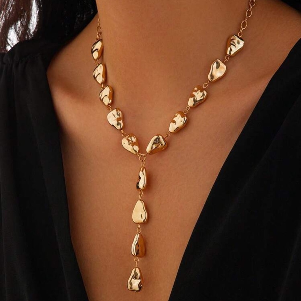 New Elegant Y shaped  faux Gold Necklace